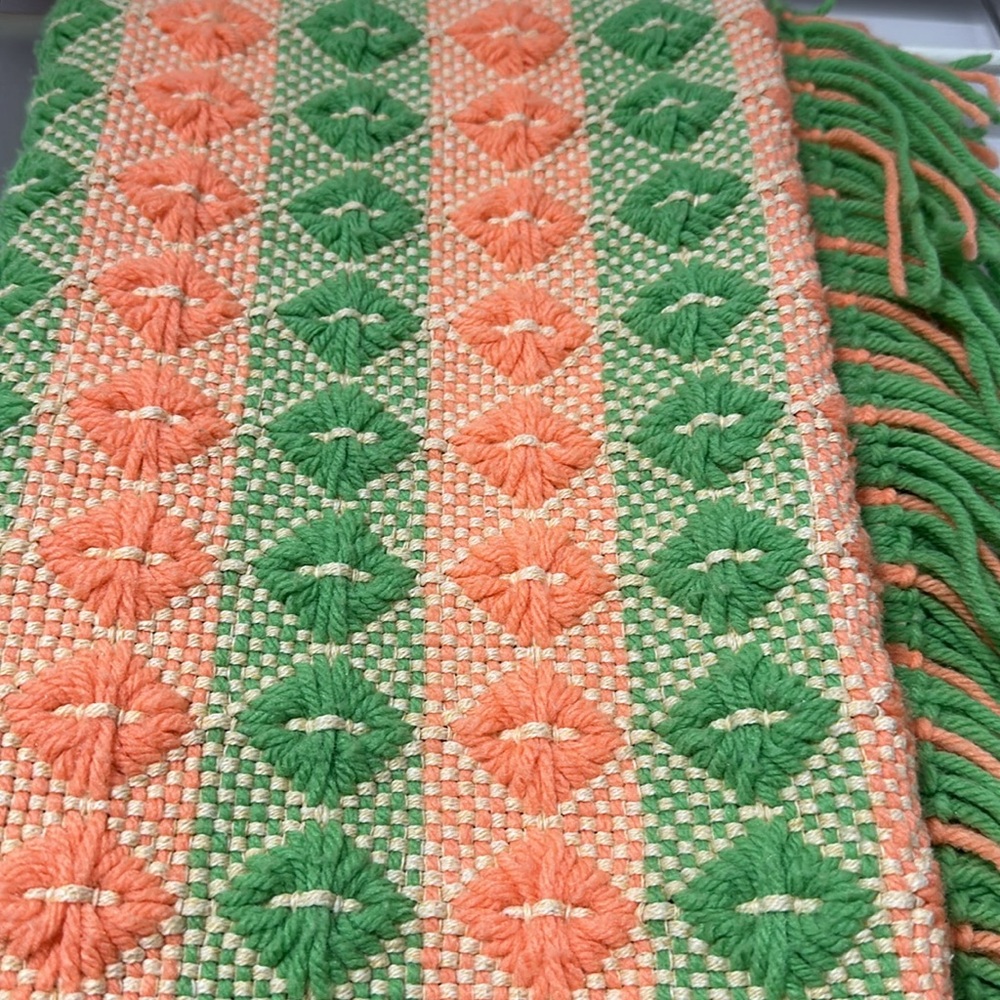 Vintage throw blanket with fringe